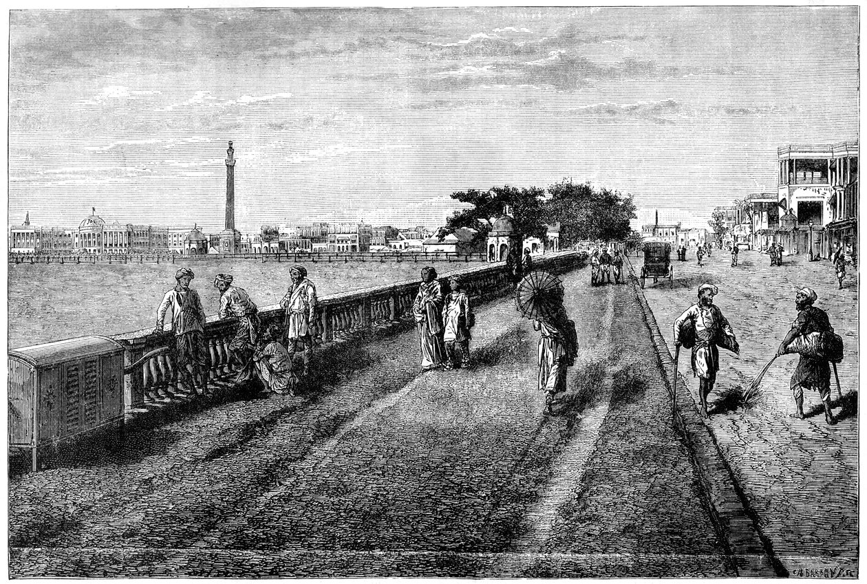 Esplanaden och regeringshuset, Calcutta, Indien, 1800-talet av Unbekannt
