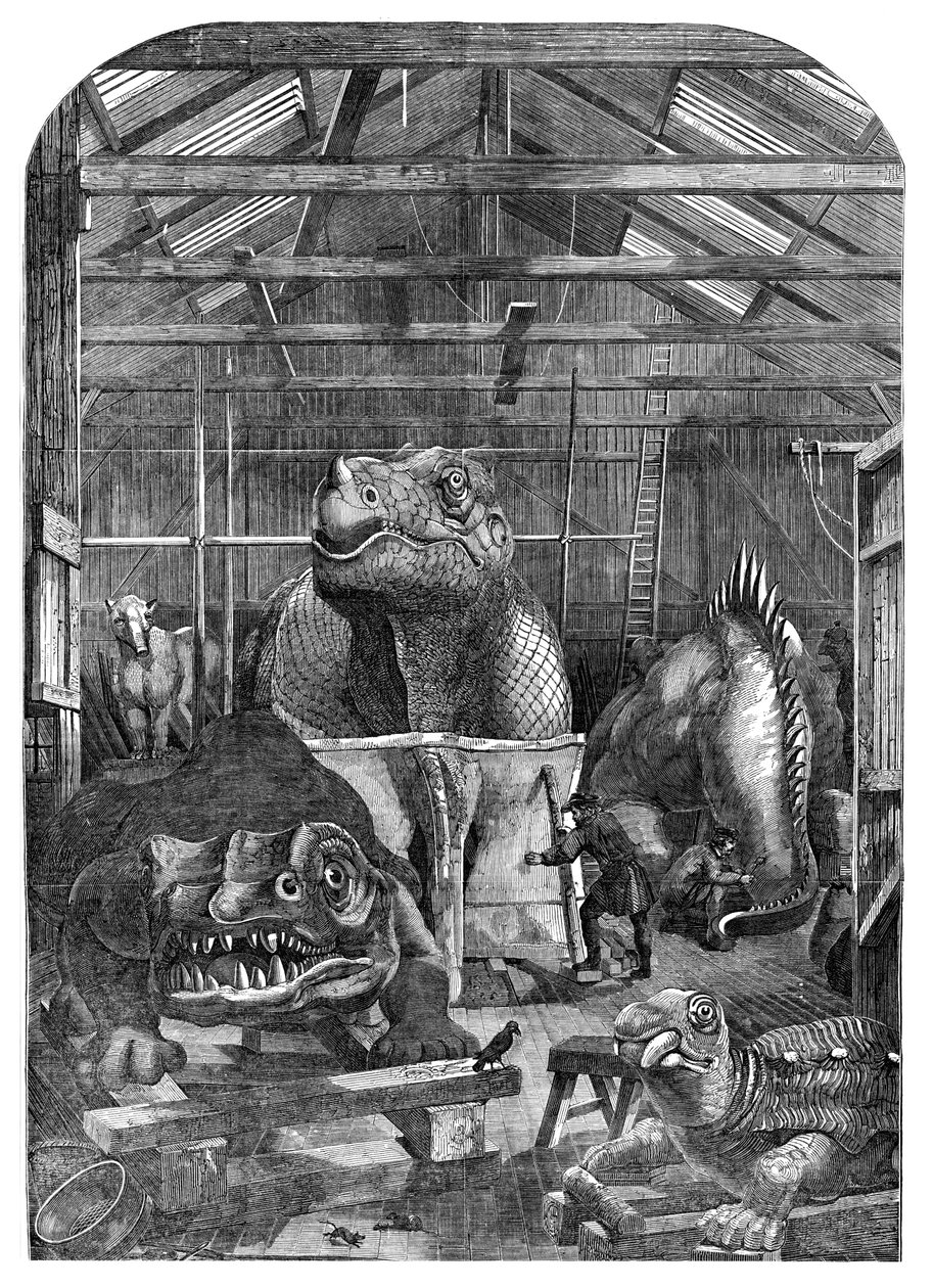 Modellrummet The Extinct Animals på Crystal Palace, Sydenham, 1853 av Unbekannt