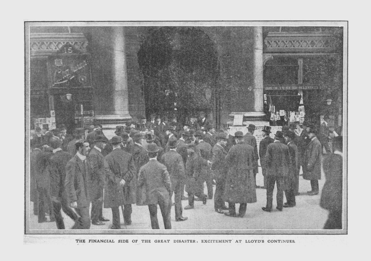 Den finansiella sidan av den stora katastrofen, spänningen vid Lloyds fortsätter, 20 april 1912. av Unbekannt