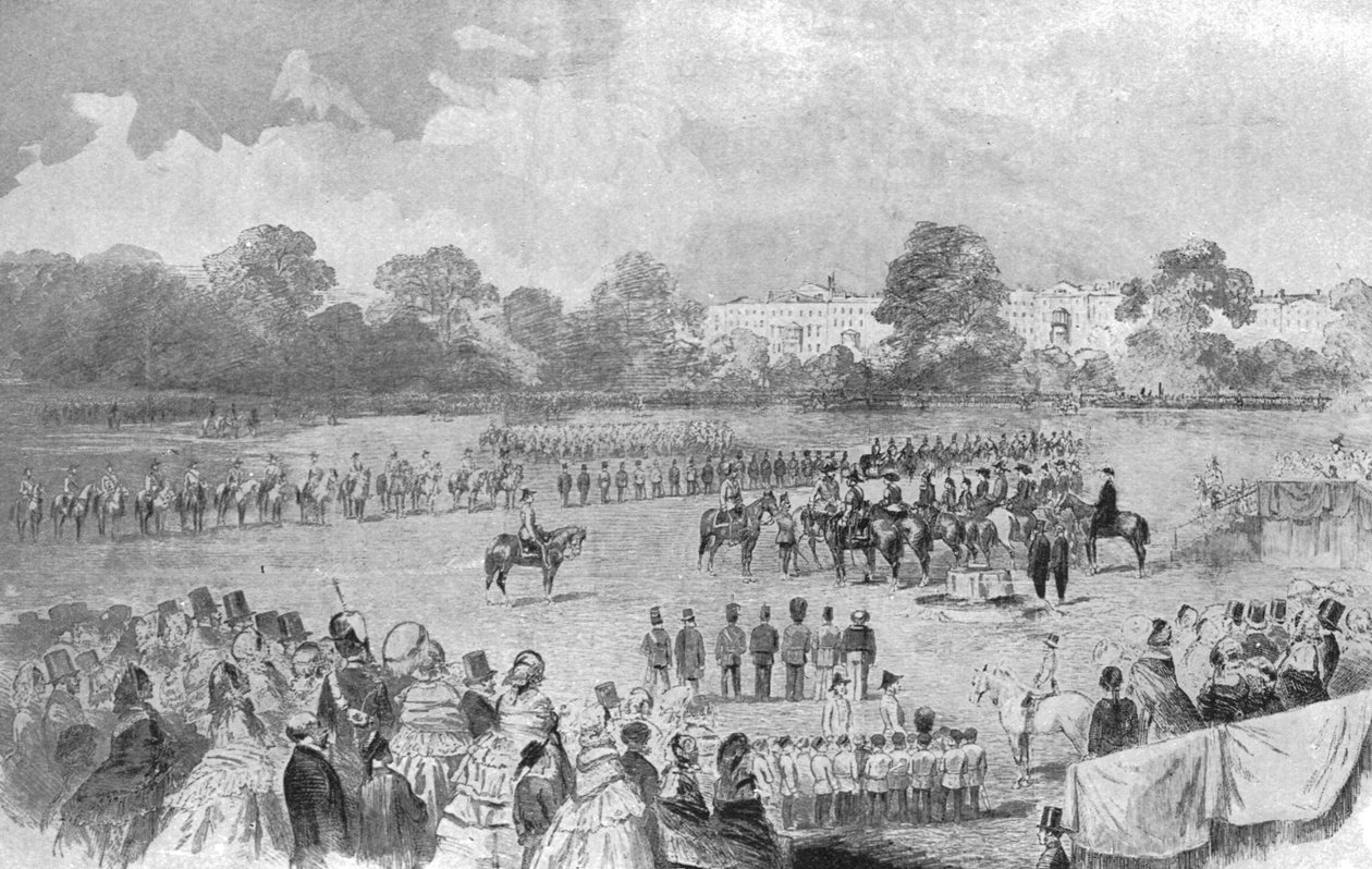 The First Distribution of the Victoria Cross av Queen Victoria, Hyde Park, 26 juni 1857, 1901. av Unbekannt