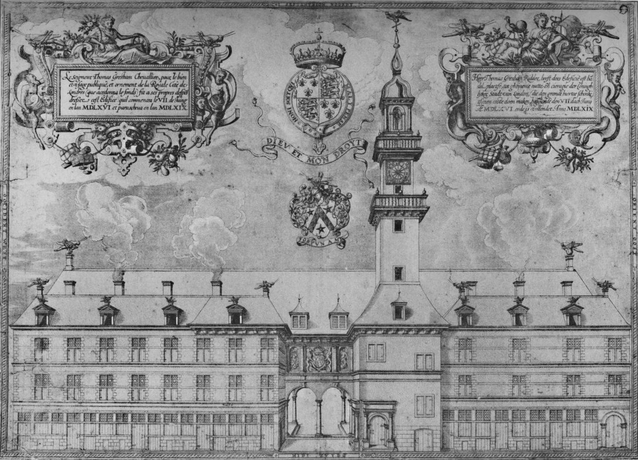Den första kungliga börsen 1569, c1500-talet, 1928 av Unbekannt