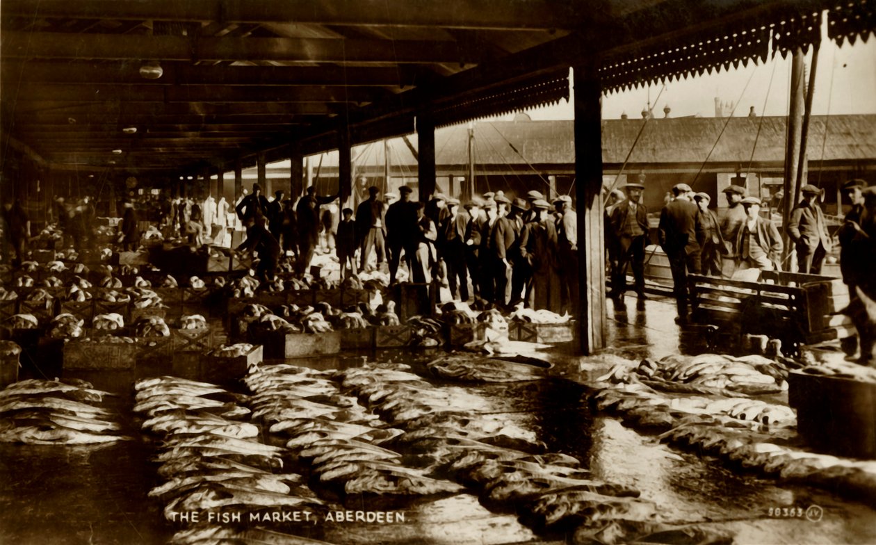 Fiskmarknaden, Aberdeen, sent 1800-tidigt 1900-tal. av Unbekannt