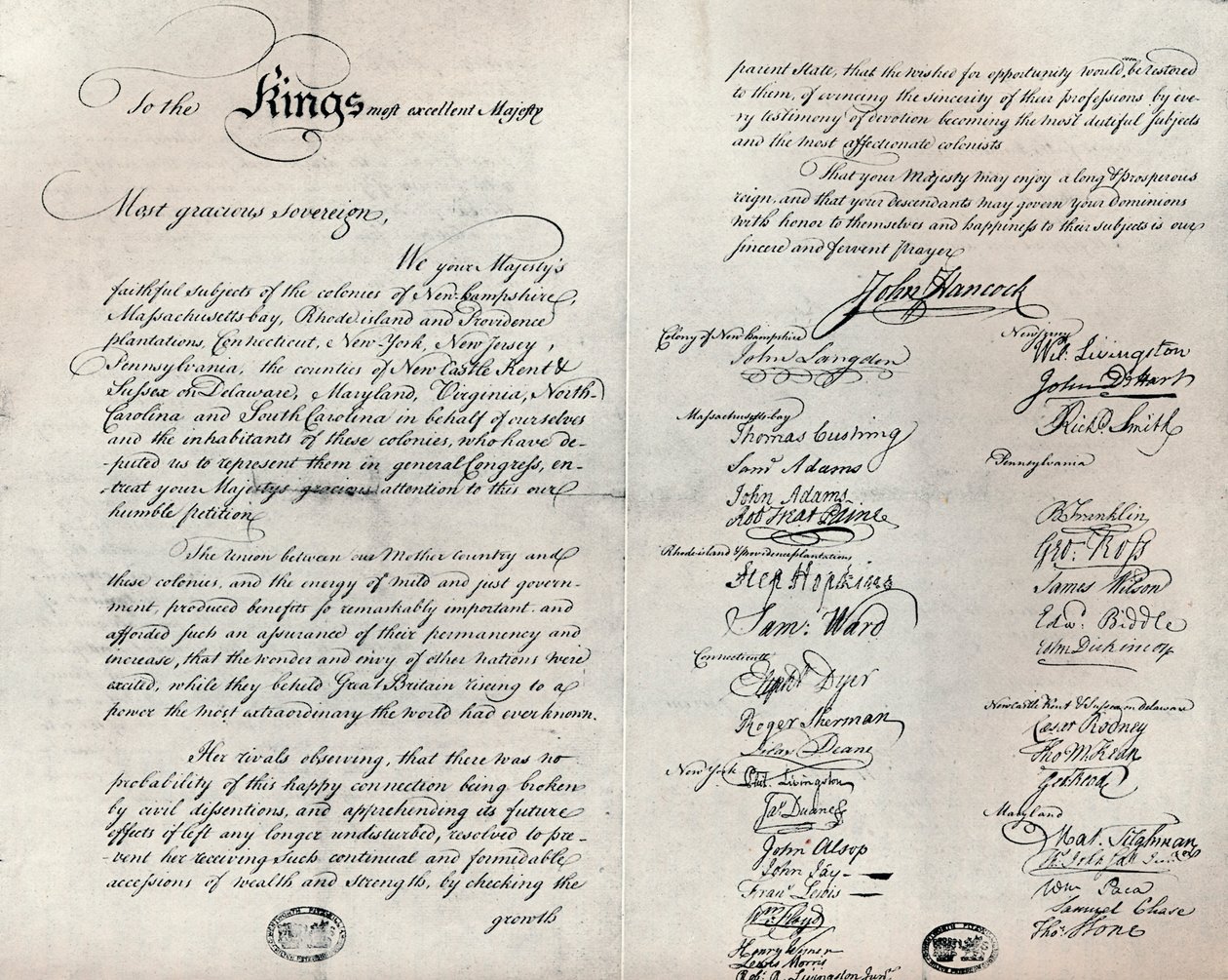 Fitzwilliam-kopian av Olive Branch Petition, 1775 av Unbekannt