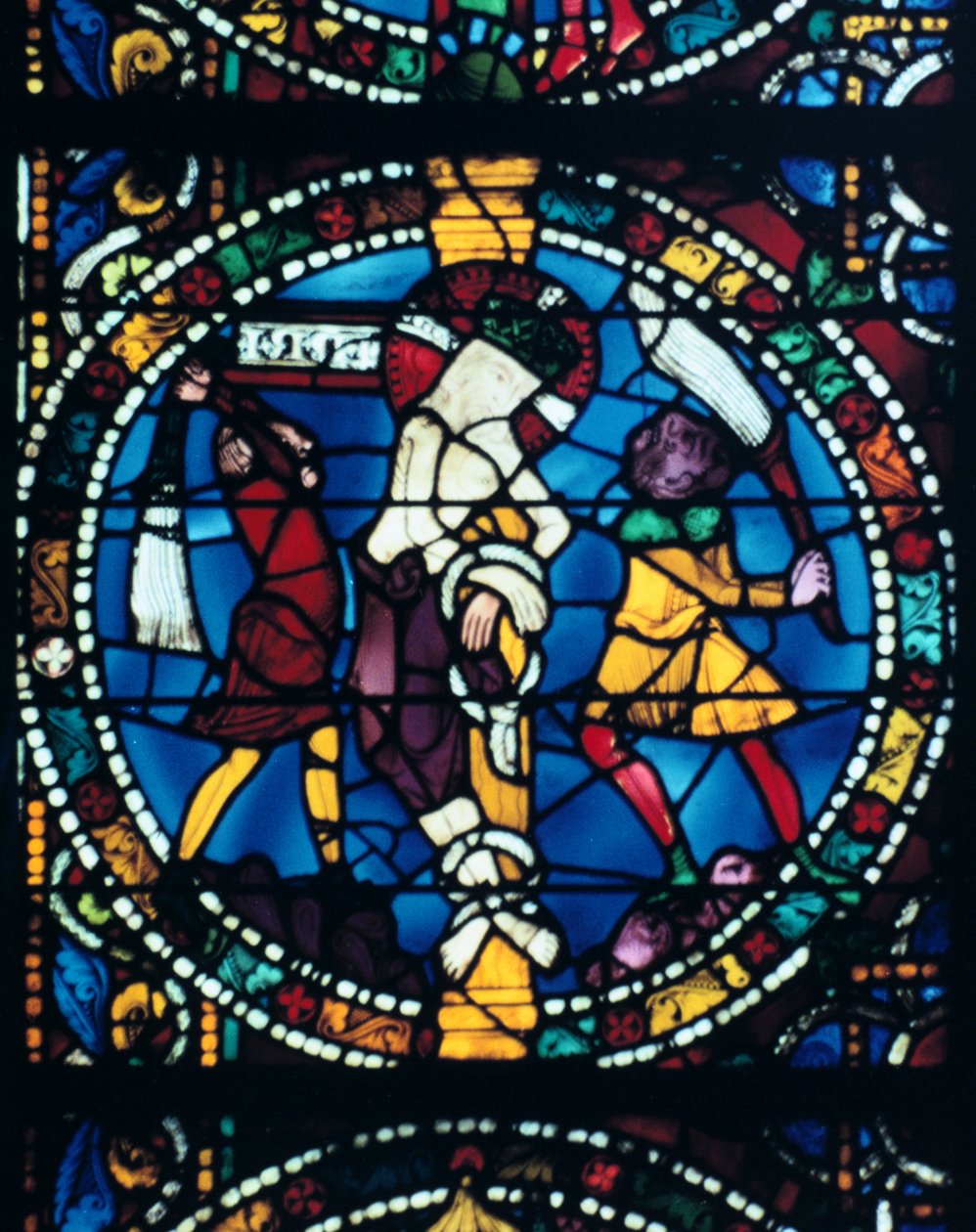 The Flagellation, målat glas, Chartres Cathedral, Frankrike, 1194-1260 av Unbekannt