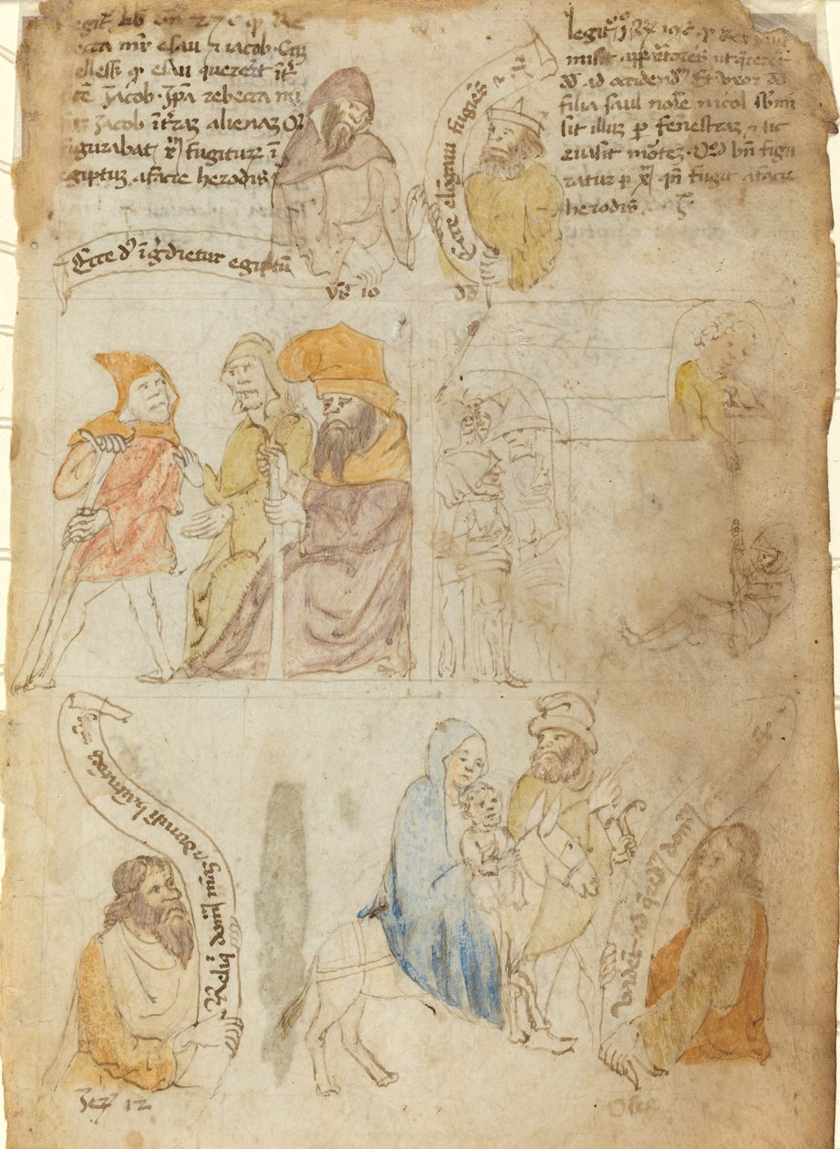Flygningen till Egypten [recto], tidigt 1400-tal. av Unbekannt