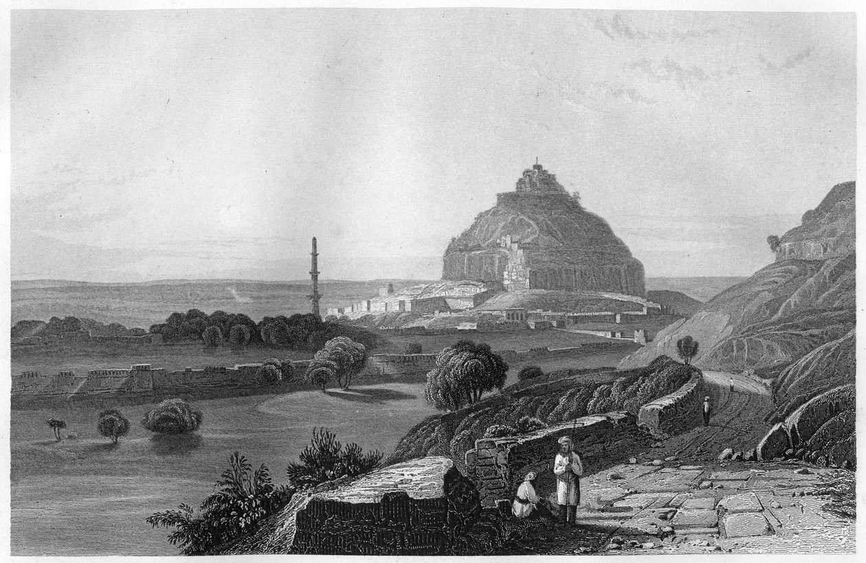 Fästningen Dowlatabad på Deccan-platån, Indien, c1860 av Unbekannt
