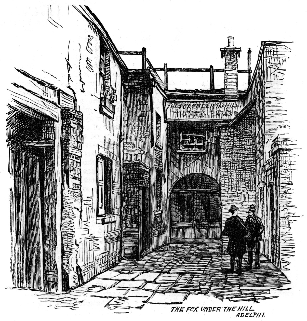 The Fox under the Hill pub, Adelphi, Westminster, London, 1887 av Unbekannt