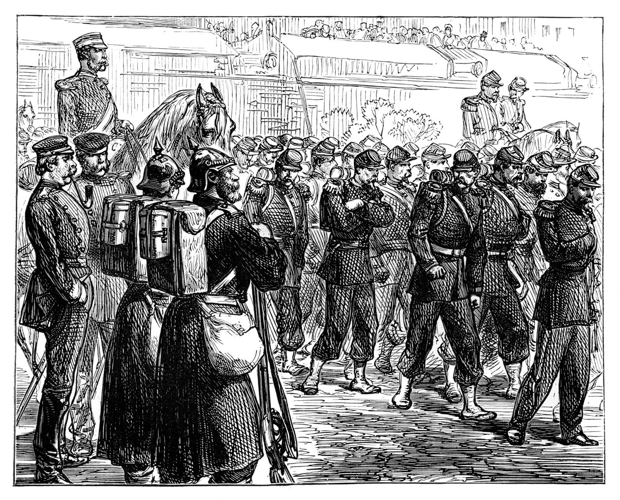 De franska trupperna lämnar Metz, c1870 av Unbekannt