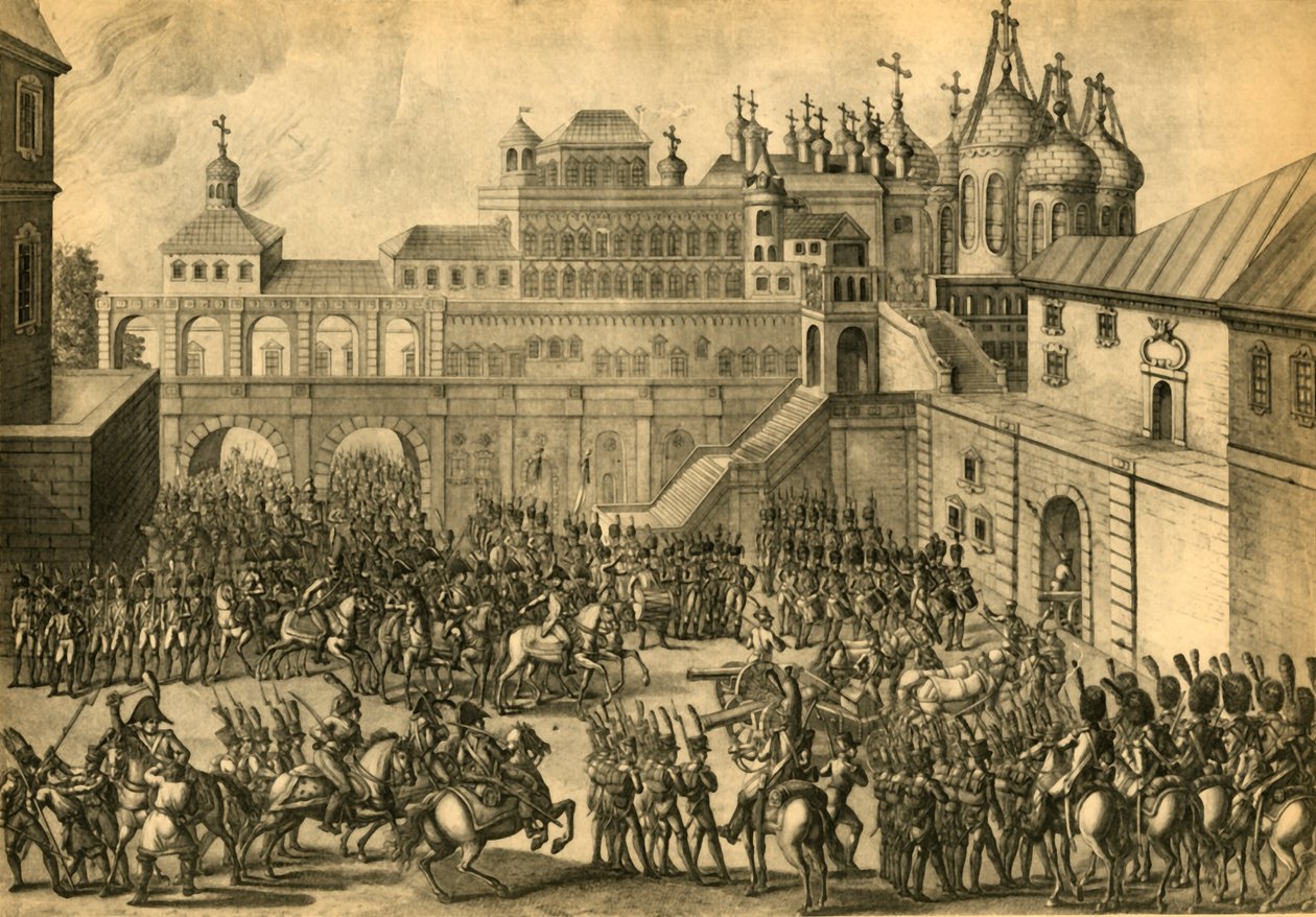 Fransmännen går in i staden Moskva, september 1812, 1921. av Unbekannt