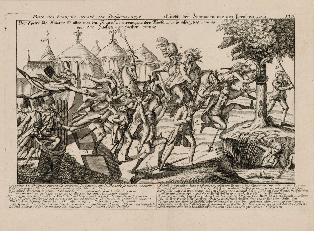 Den franska flykten från preussarna 1792, ca 1792. av Unbekannt