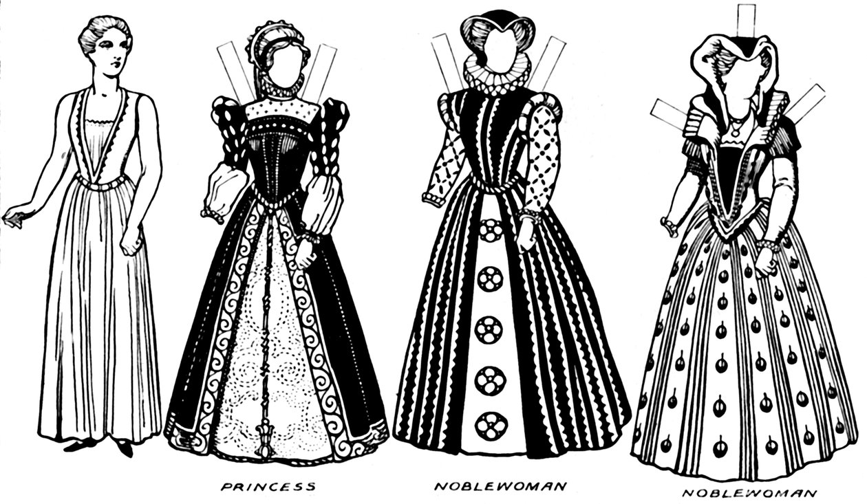 The Gallery of Costume: Klänningar bärs i dagarna när drottning Mary regerade, c1934 av Unbekannt