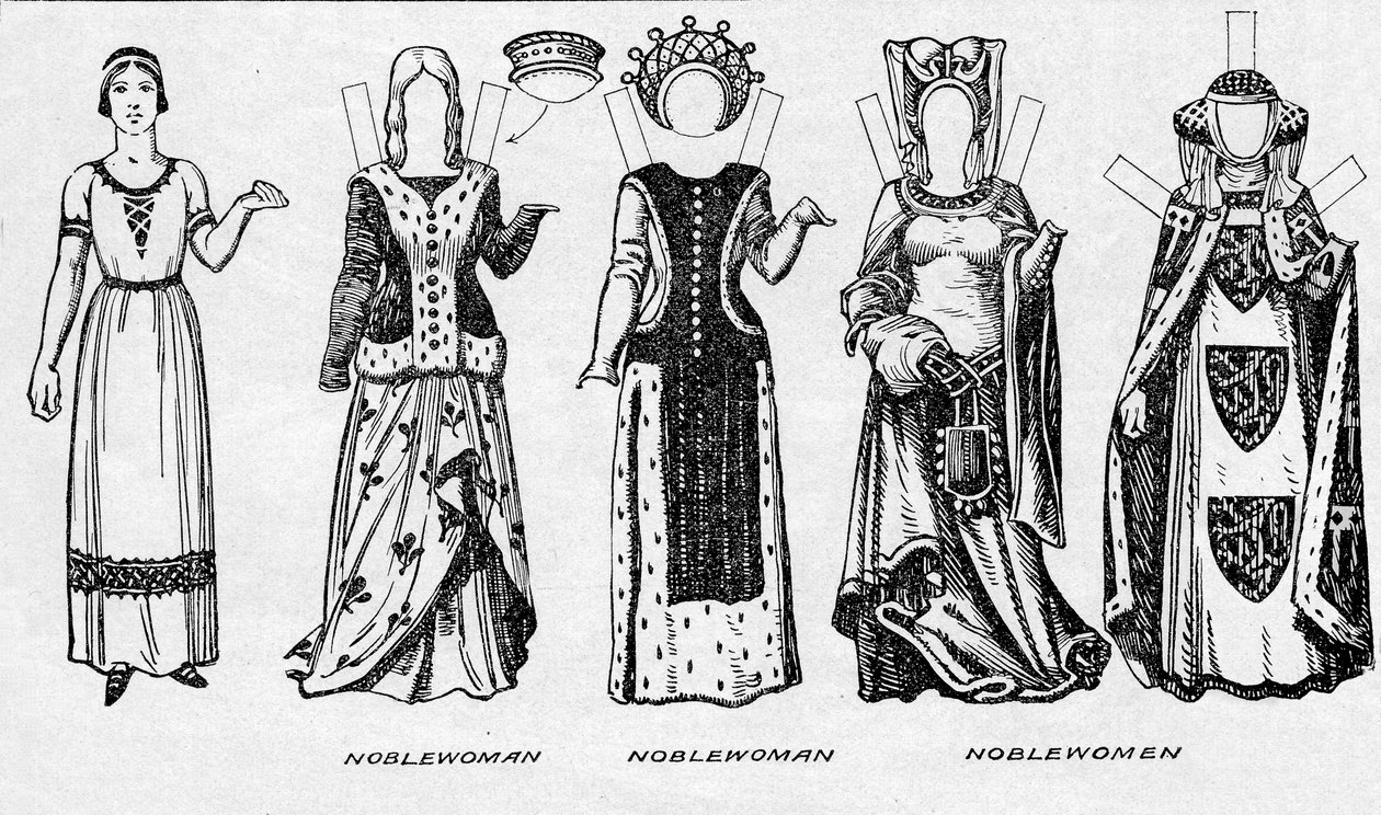 The Gallery of Costume: Klänningar burna under de sista åren av Edward III:s regering, c1934 av Unbekannt