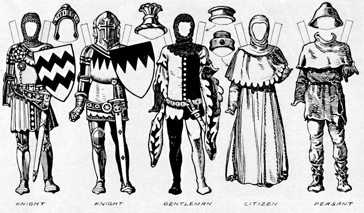 The Gallery of Costume: Klänningar burna under de sista åren av Edward III:s regering, c1934 av Unbekannt
