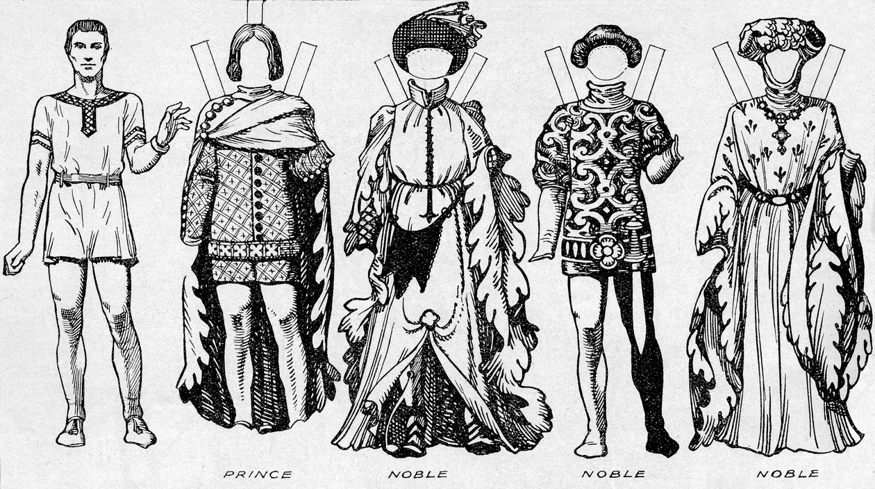 The Gallery of Costume: Klänningar burna under de sista åren av Edward III:s regering, c1934 av Unbekannt