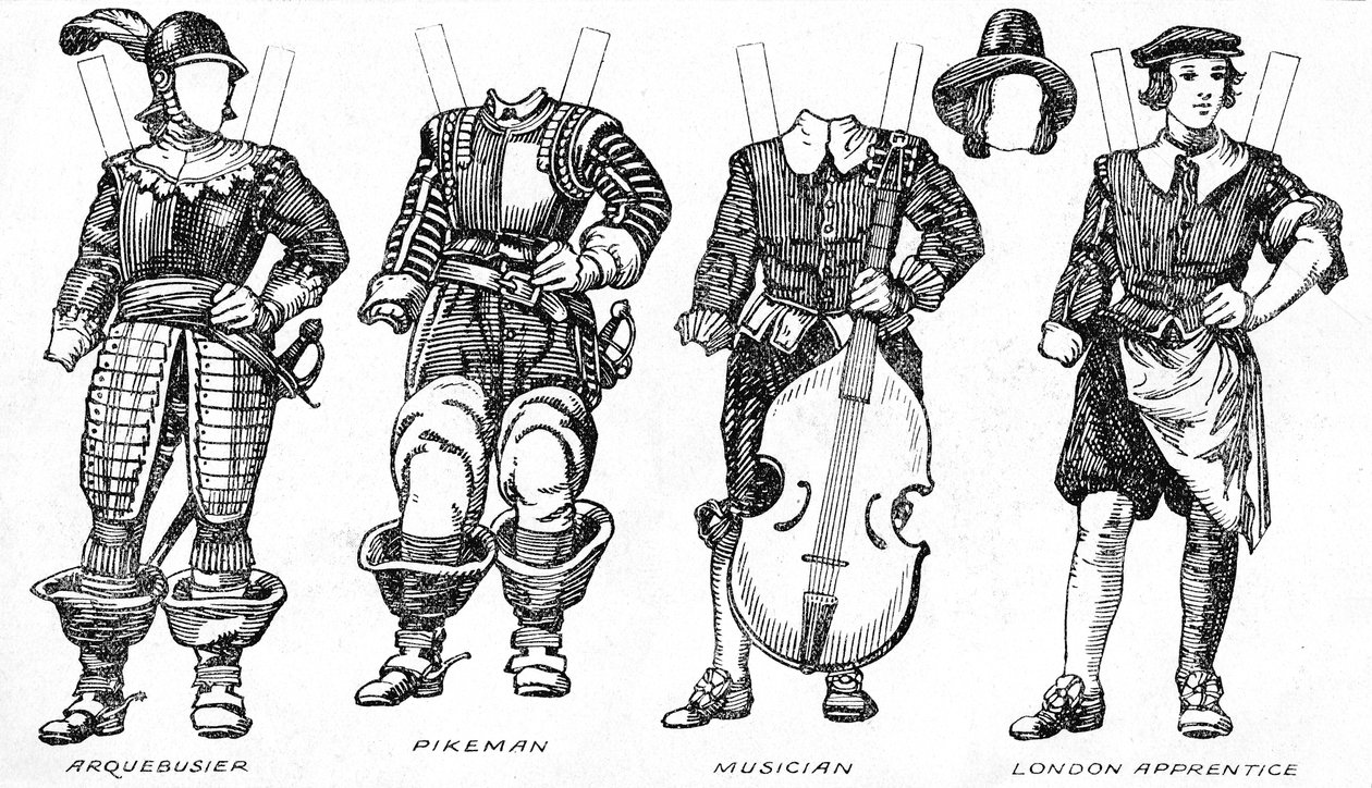 The Gallery of Historic Costume: Some Dresses of Cavaliers and Roundheads, c1934 av Unbekannt