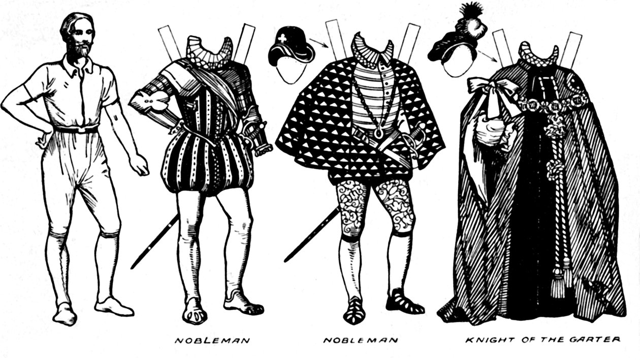 The Gallery of Historic Costume: Några av klänningarna som bärs under Elizabeths regeringstid, c1934 av Unbekannt