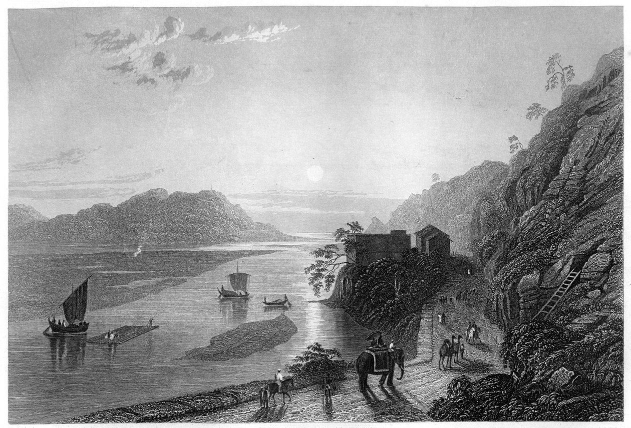 Ganges kommer in på slätterna nära Hurdwar, Indien, c1860 av Unbekannt