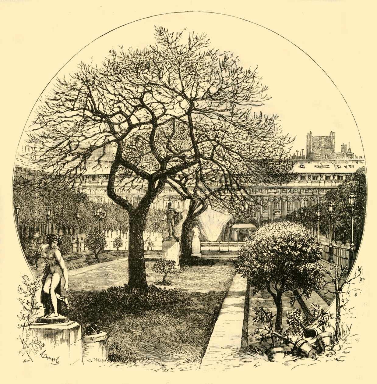 Palais Royals trädgårdar, Paris, 1890. av Unbekannt