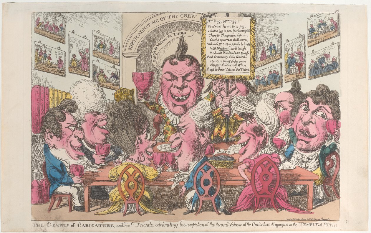 Karikatyrens geni, och hans vänner, firar fullbordandet av Secon..., 2 juli 1808. av Unbekannt