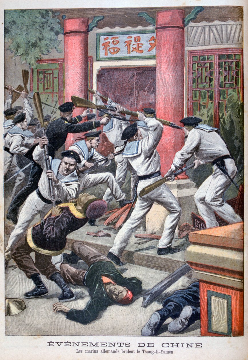 De tyska sjömännen bränner Tsung-Li-Yamen, 1900 av Unbekannt