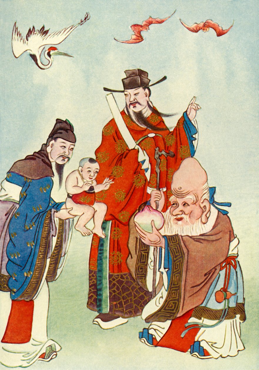 "The Gods of Happiness, Office, and Longevity", 1922. av Unbekannt