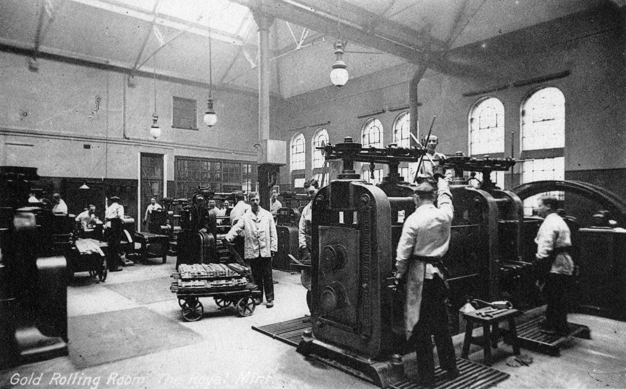 The Gold Rolling Room, Royal Mint, Tower Hill, London, tidigt 1900-tal av Unbekannt