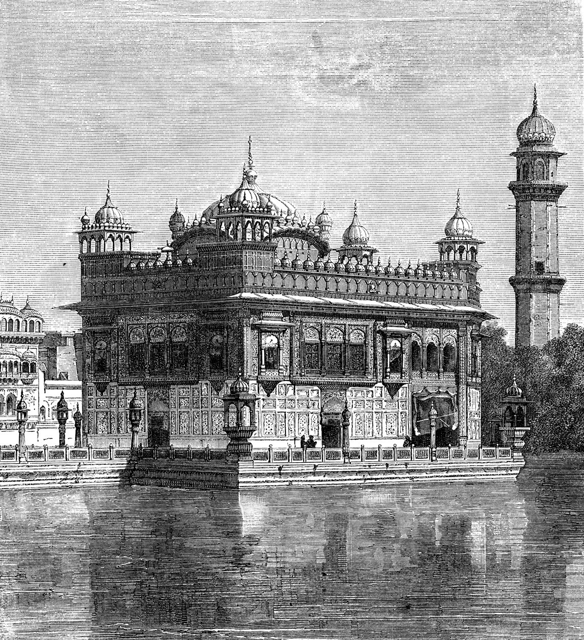 Det gyllene templet och odödlighetens sjö i Amritsar, Indien, 1895 av Unbekannt