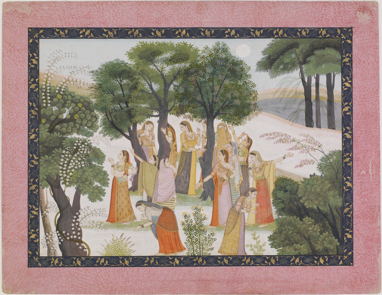 Gopis-sökningen efter Krishna från en Bhagavata Purana, ca. 1780. av Unbekannt
