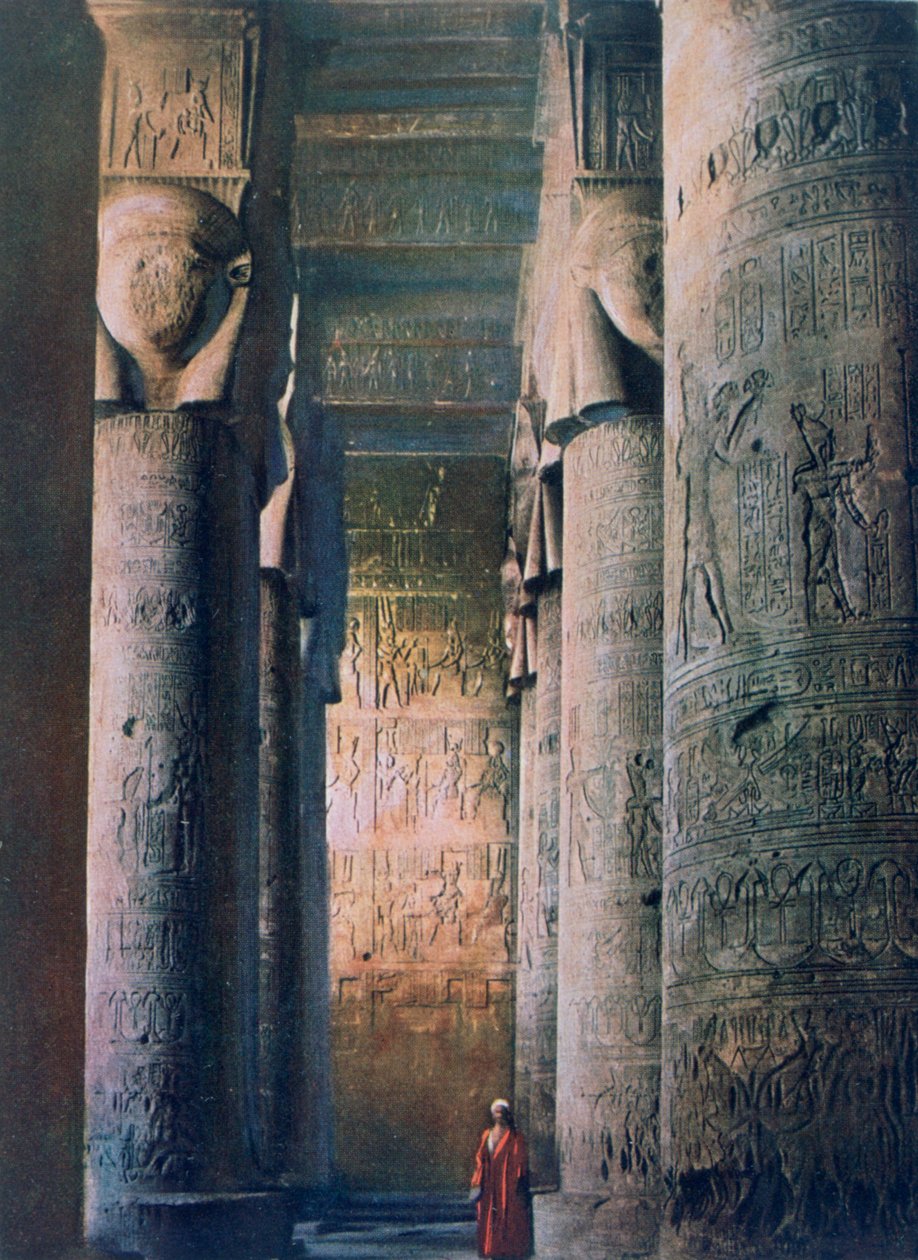 The Grand Hall, Temple of Hathor, Dendera, Egypten, 1900-talet av Unbekannt