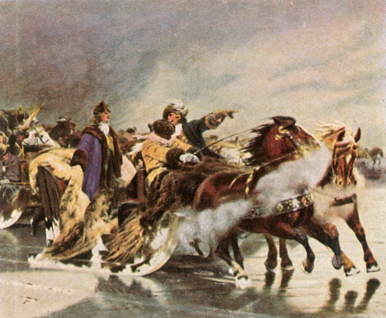 Den store kurfursten korsar den Kuriska lagunen, januari 1679, 1936. av Unbekannt