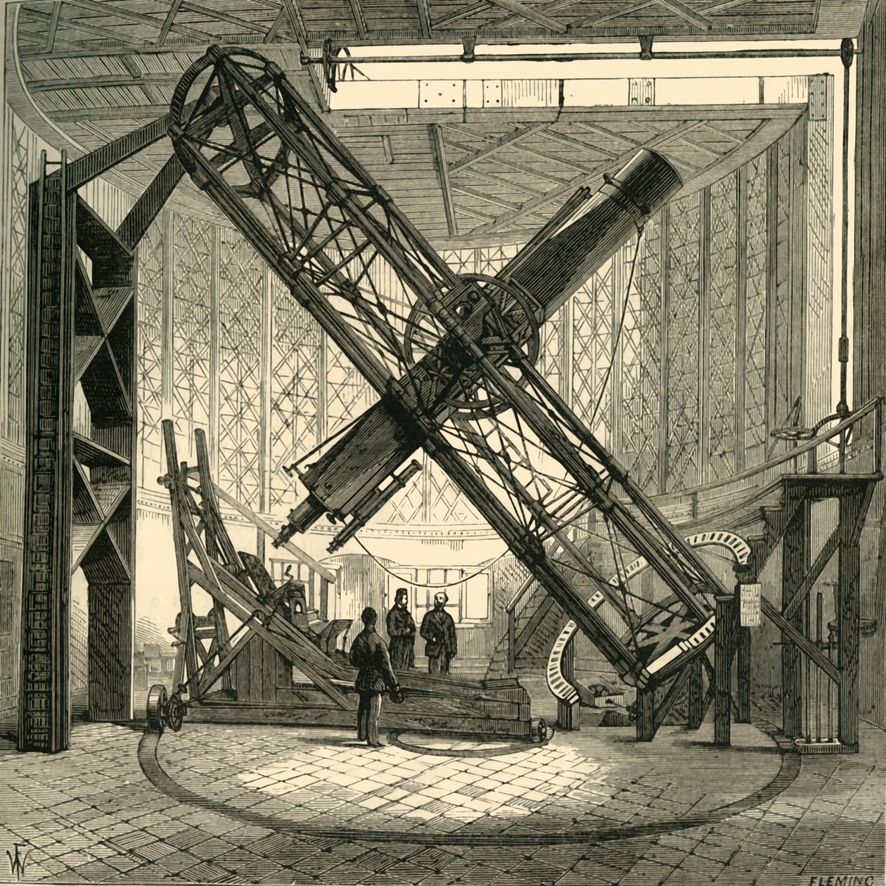 Det stora ekvatorialteleskopet i kupolen, Greenwich Observatory, c1878. av Unbekannt