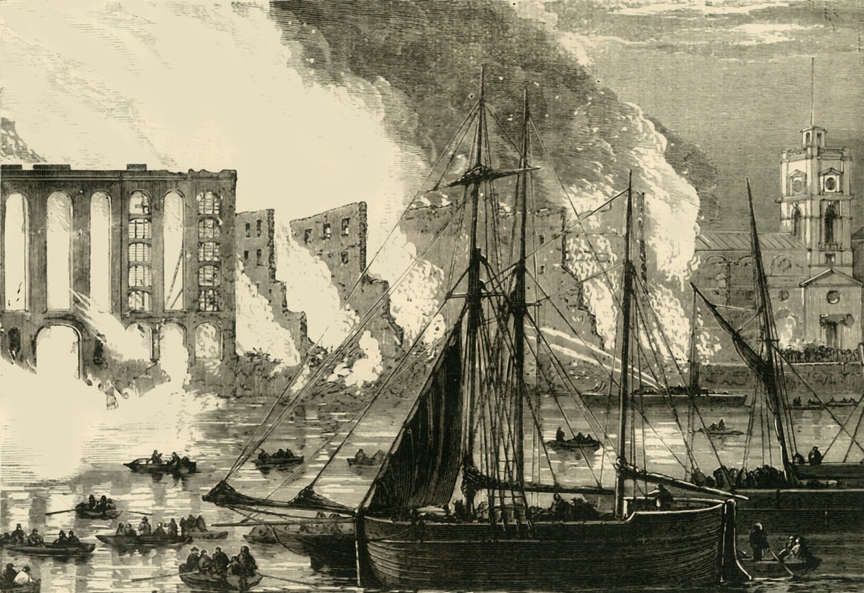 The Great Fire at Cottons Wharf Tooley Street, 1861, c1878. av Unbekannt