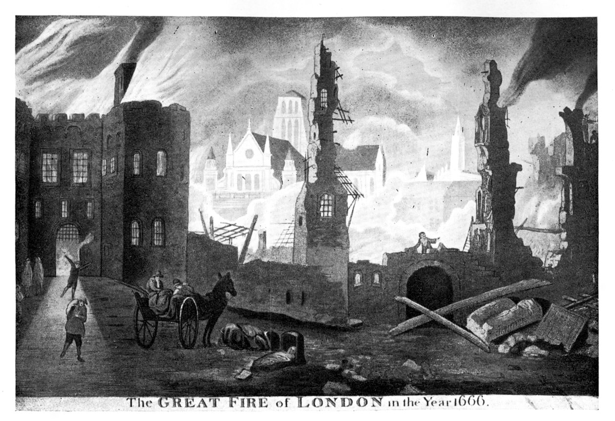 Den stora branden i London år 1666, 1800-talet av Unbekannt