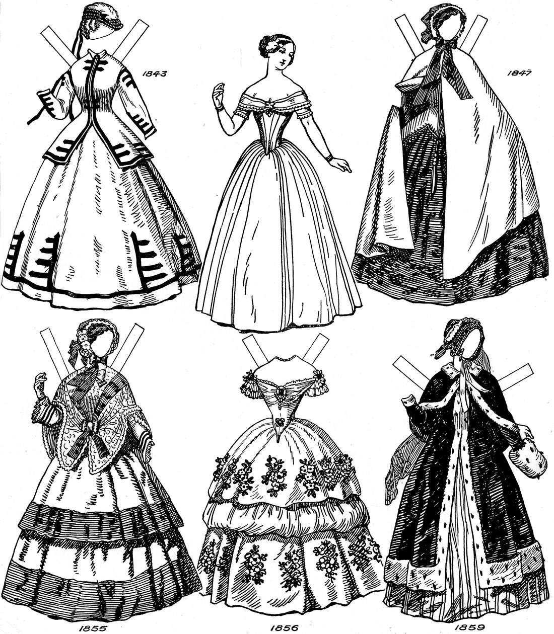 The Great Gallery of British Costume: Some Womens Fashions från 1843 till 1893, c1934 av Unbekannt