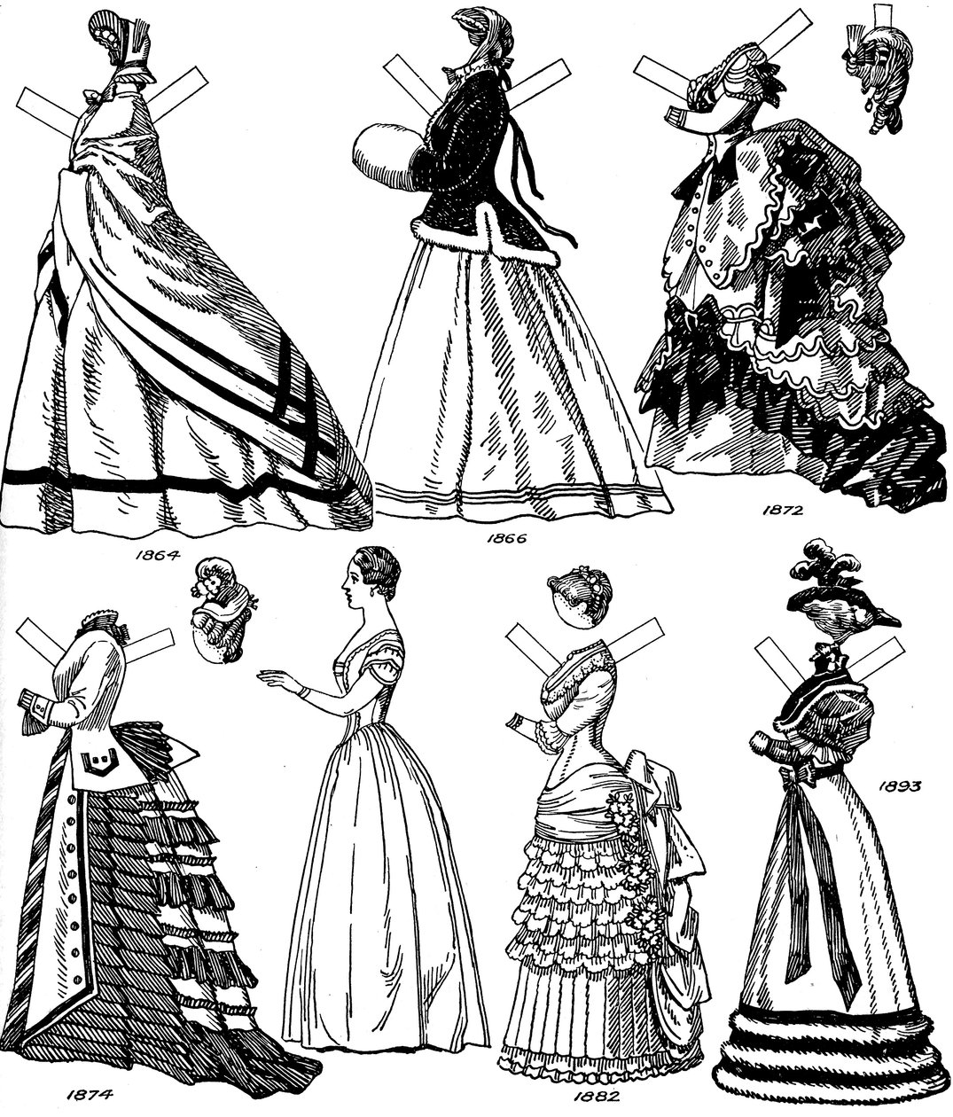 The Great Gallery of British Costume: Some Womens Fashions från 1843 till 1893, c1934 av Unbekannt