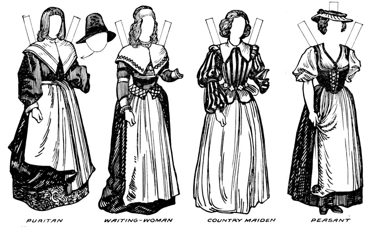 The Great Gallery of Historic Costume: Klänningar som bärs i James The Firsts Reign, c1934 av Unbekannt