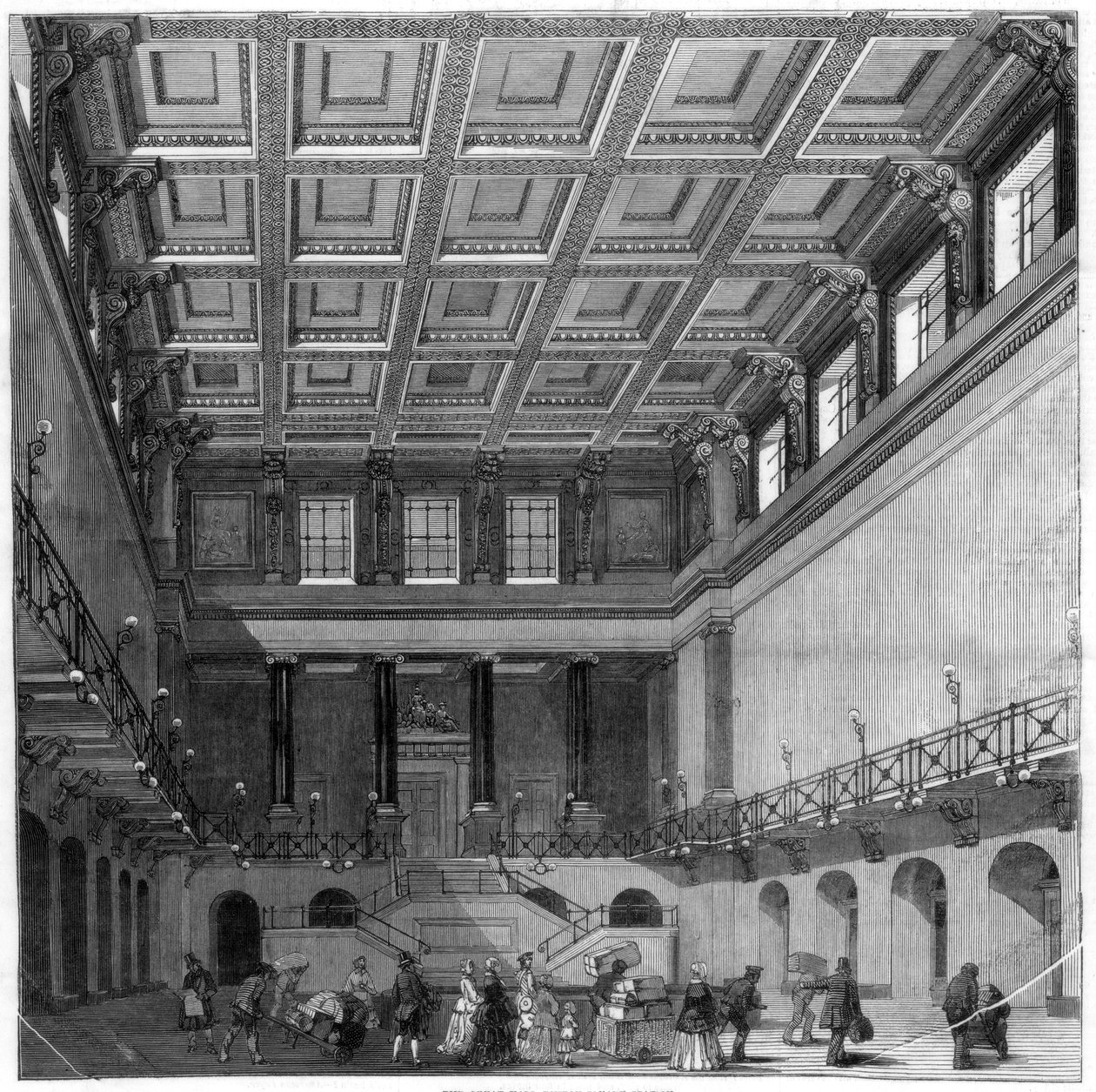 The Great Hall, Euston Square station, 1849 av Unbekannt