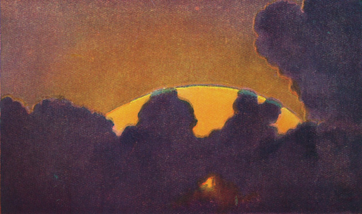 Den gröna blixten vid solnedgången, sällsynt prismatisk färg bryts av atmosfären, c1935 av Unbekannt