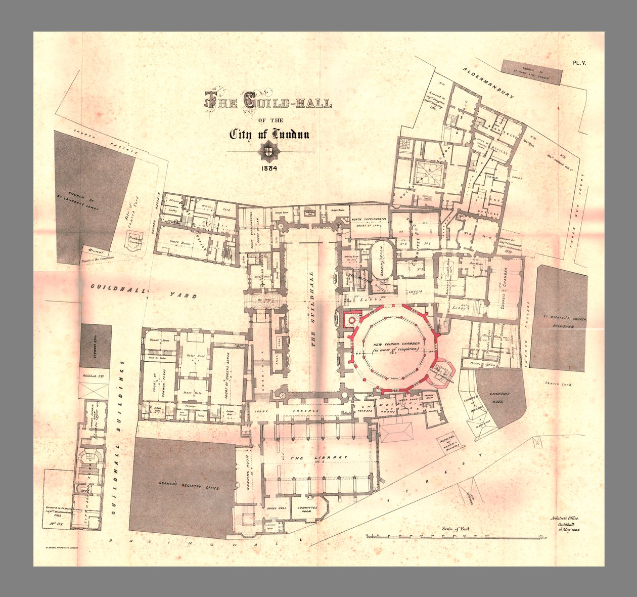 The Guild-Hall of the City of London, Plan, 1884, 1886 av Unbekannt