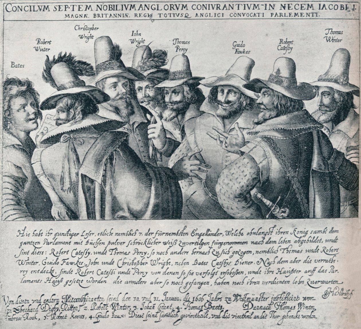 The Gunpowder Plot Conspirators and their Servant Bates, 1605, 1901 av Unbekannt