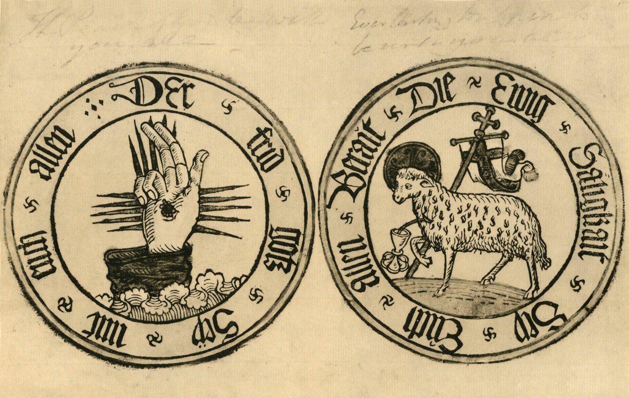 Guds hand och Agnus Dei, 1915. av Unbekannt