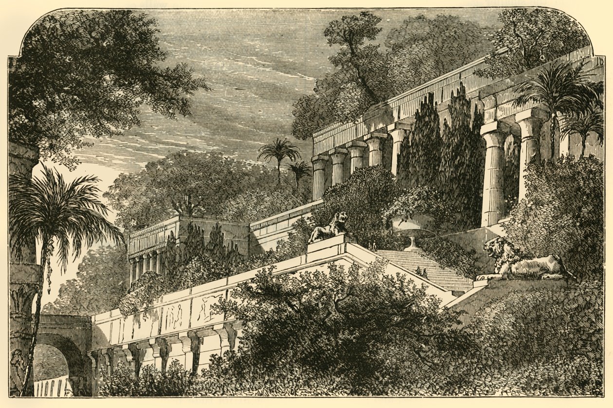 De hängande trädgårdarna i det antika Babylon, 1890. av Unbekannt