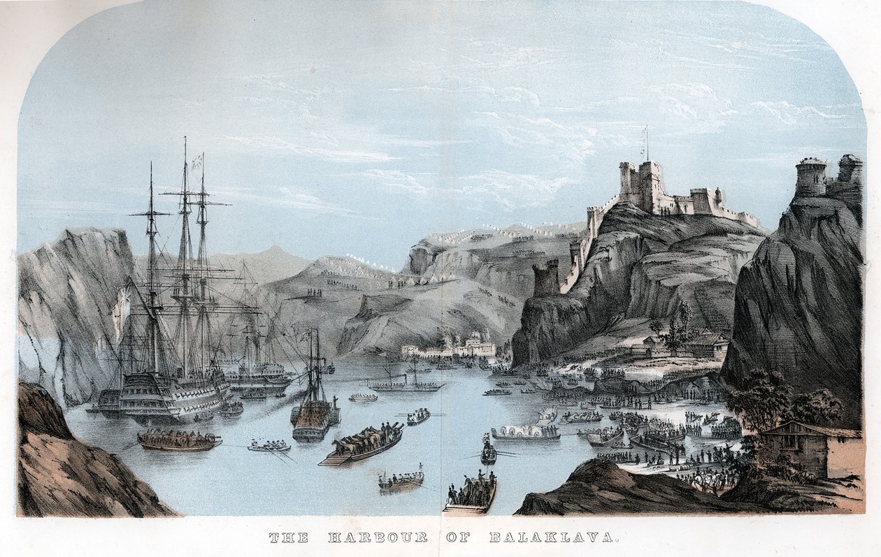 Hamnen i Balaklava, Krimkriget, c1854 c1860 av Unbekannt