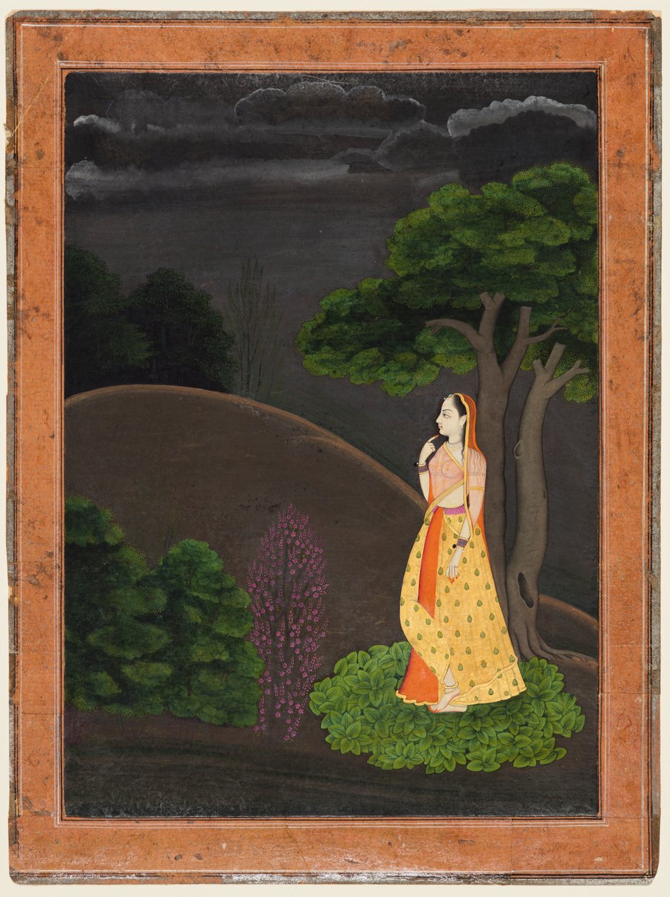 Hjältinnan som väntar ängsligt på sin frånvarande älskare Utka Nayaka, ca. 1750-55. av Unbekannt