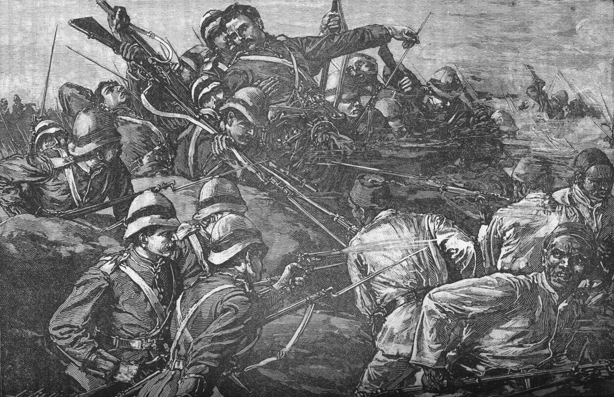 Höglandsbrigaden stormar skyttegravarna vid Tel-El-Kebir, c1882 av Unbekannt