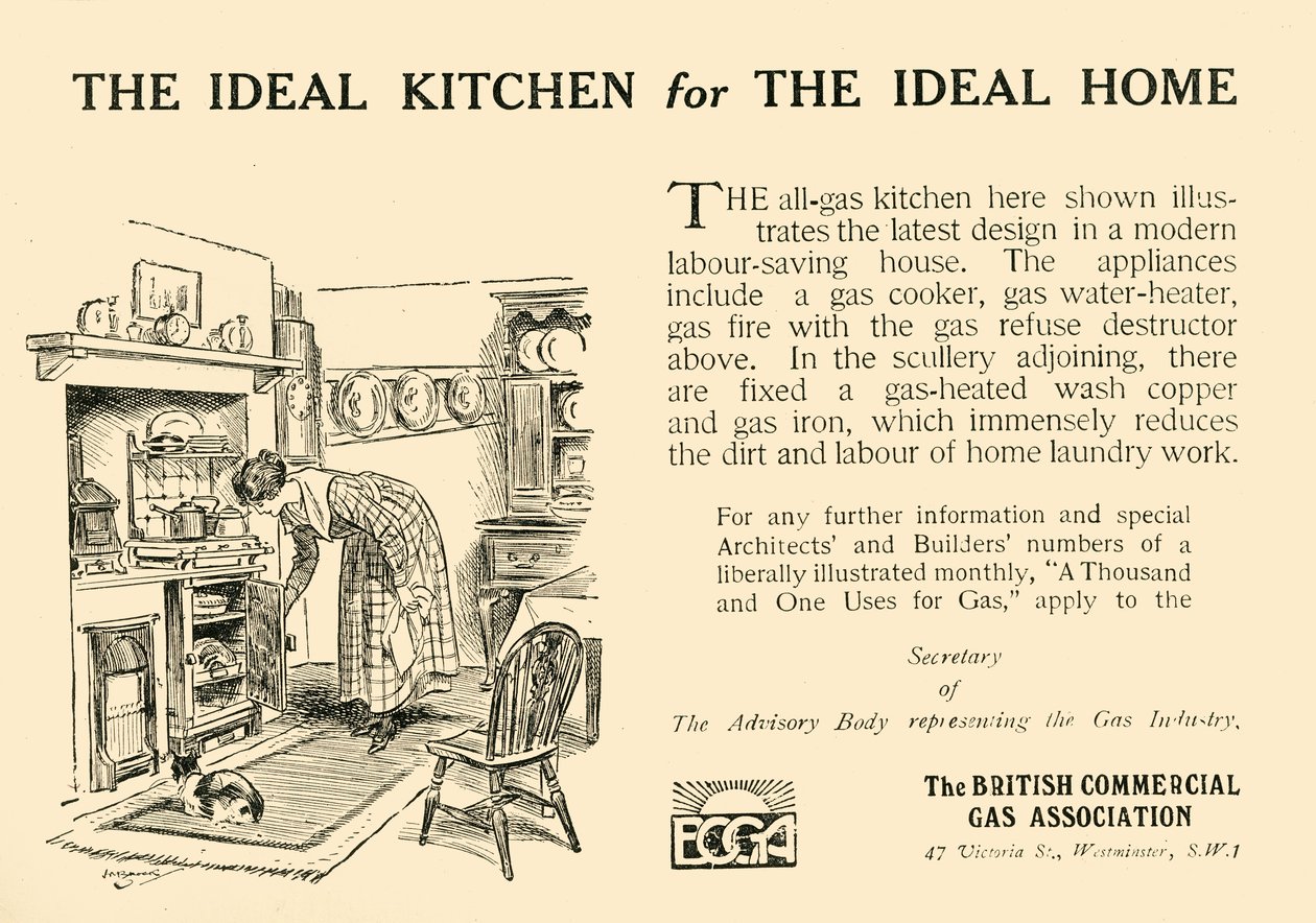The Ideal Kitchen for the Ideal Home - The British Commercial Gas Association, 1920. av Unbekannt
