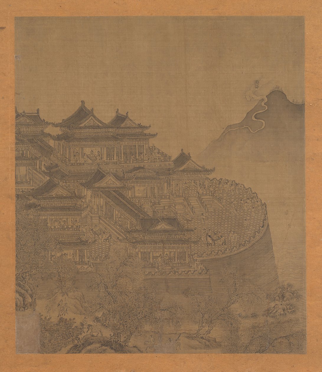Den odödliga Lü Dongbin dyker upp över Yueyang-paviljongen, 1400-1500-talet. av Unbekannt