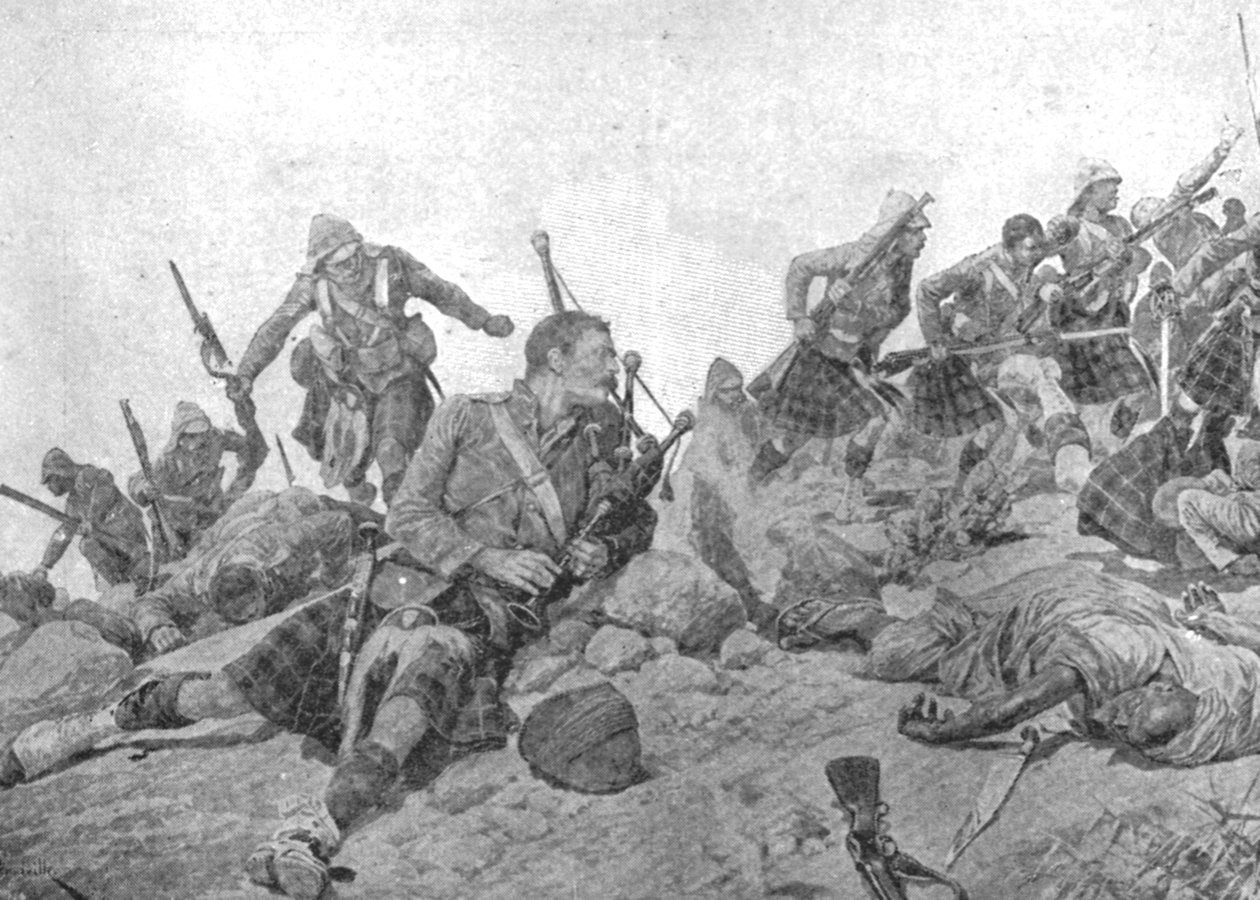 Det indiska gränskriget, 1897: Gordon Highlanders stormning av Dargai Ridge, oktober av Unbekannt