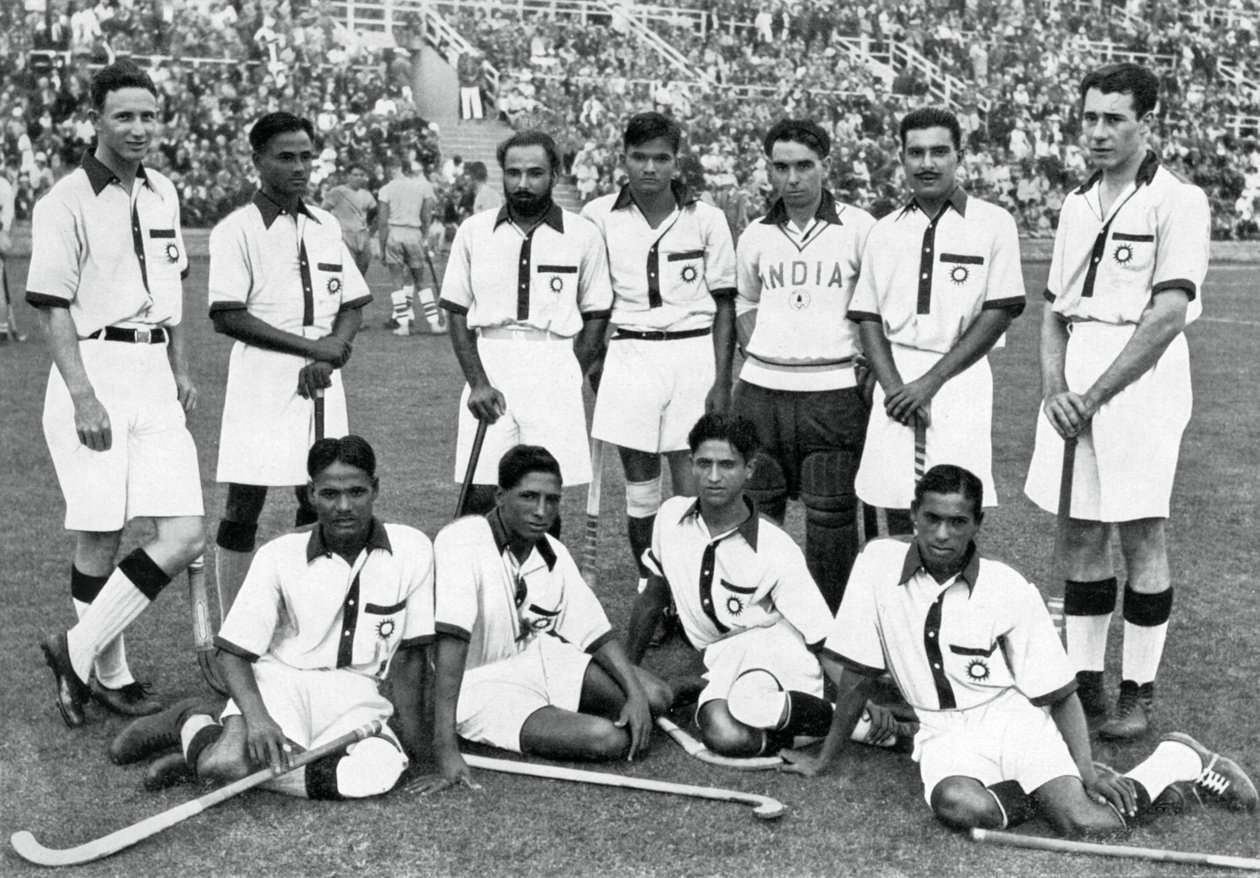 Det indiska hockeylaget, vinnare av guldmedalj, Olympiska spelen i Berlin, 1936 av Unbekannt