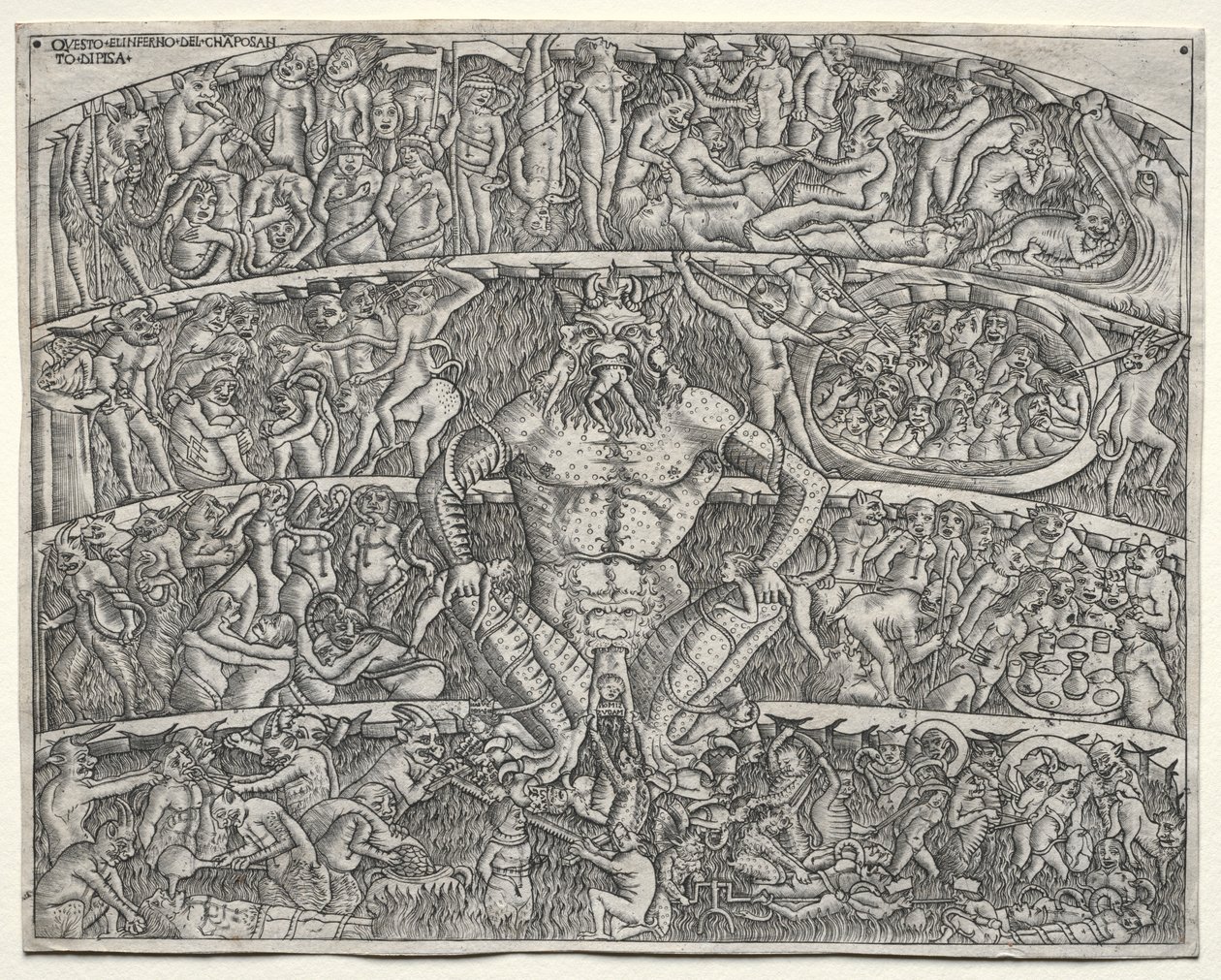 Infernot enligt Dante, efter fresken i Campo Santo i Pisa, 1400-talet. av Unbekannt